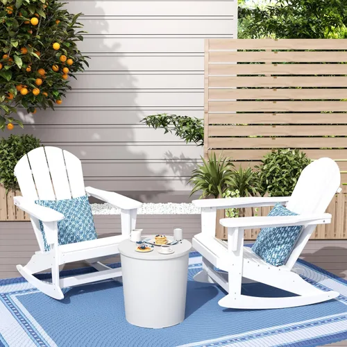 Vista 41 de WestinTrends Malibu Silla mecedora de polietileno Adirondack para exteriores/patio, azul marino