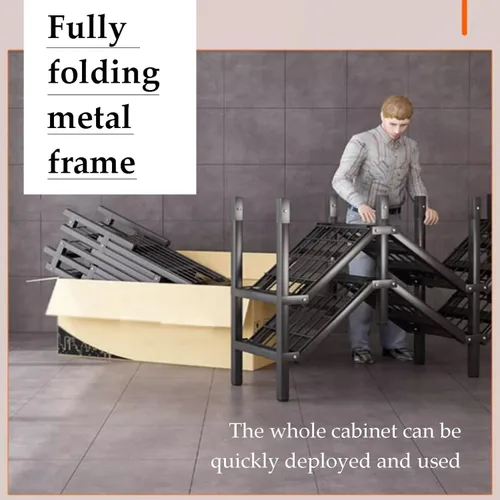 Vista 4 de large closets Folding Clothes Closet Metal Iron Wardrobe Closet Portable Closets for Hanging Clothes Easy to Assemble Saves Space Closet Space-saving