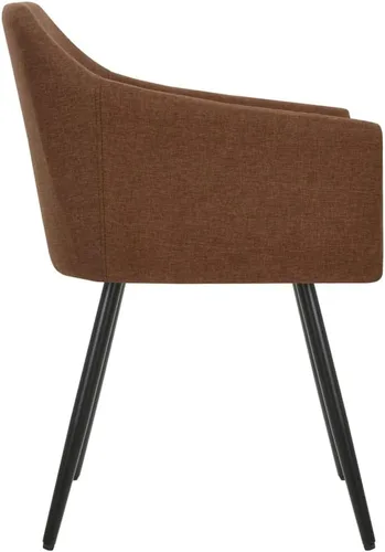 Vista 5 de Modern Dining Chairs Set of 4 Brown Fabric Upholstered Kitchen Chairs with Black Metal Frame for Dining Room and Kitchen Use