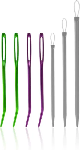 7 agujas romas de ojo grande, hilo de acero inoxidable, aguja de oscurecimiento para tapiz, aguja de lana, aguja de macramé, agujas de tejer para