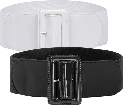 Vista 2 de GRACE KARIN Cinturón elástico de los años 50 para mujer, cinturones elásticos de 3 pulgadas de ancho