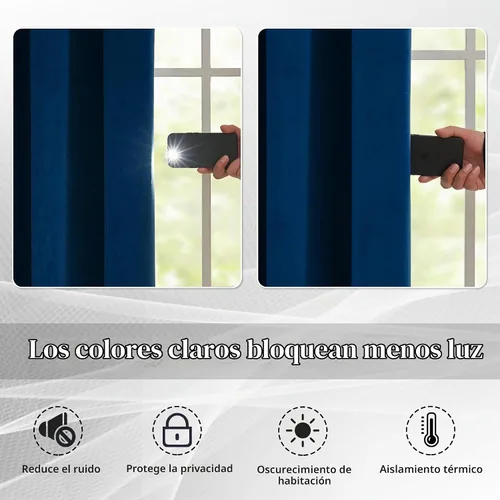 Vista 2 de MASWOND Cortinas largas opacas, azul oscuro, 52 pulgadas de ancho x 144