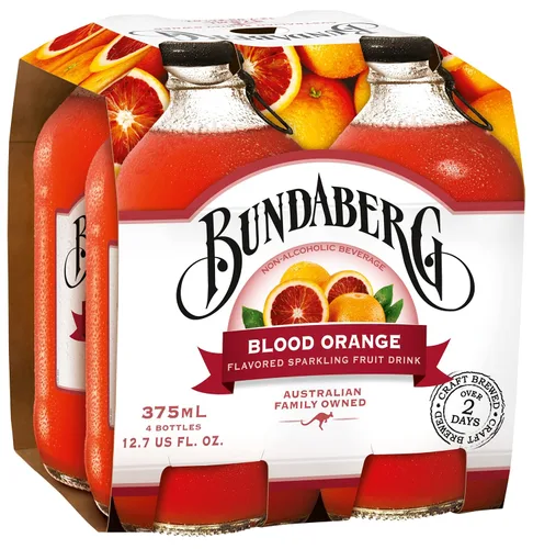 Bundaberg Naranja sanguina, bebida de frutas espumosas, 12.7 onzas líquidas, 4 unidades