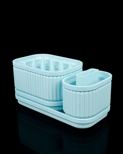 Vista 4 de Organizador Pretty Pillars - Soporte para joyas y maquillaje azul cielo