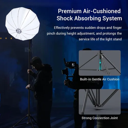 Vista 3 de SMALLRIG Soporte de luz para fotografía de 110 pulgadas/9.2 pies/280cm, soporte de trípode de aluminio acolchado con aire con tornillo de 1/4