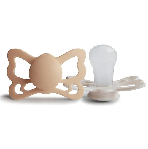 Vista 12 de FRIGG Butterfly Anatomical SilkySoft - Chupete de silicona para bebé, fabricado en Dinamarca, sin BPA (crema/rubor, 6-18 meses)