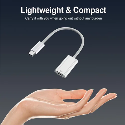 Vista 8 de Adaptador de audio de auriculares USB-C a iPhone, iPad, convertidor de auriculares 3 en 1, carga + transferencia de datos + audio de alta fidelidad