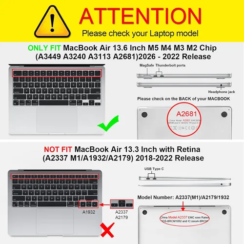 Vista 2 de Fintie Funda rígida resistente para MacBook Air de 13.6 pulgadas A3449 A3240 A3113 A2681 (versión 2022 2023 2024 2025 2026) – Funda rígida Azul