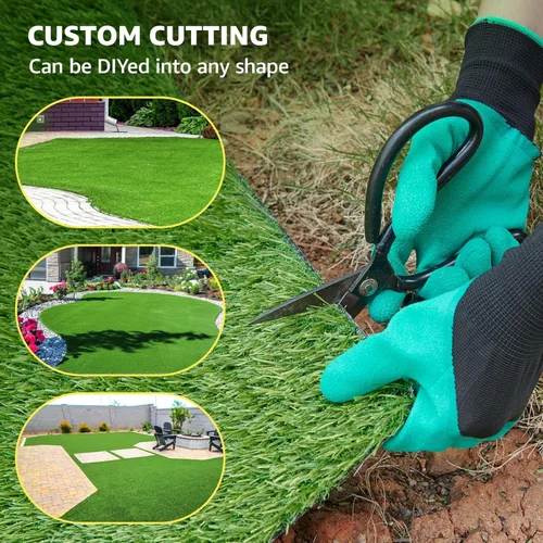 Vista 5 de LOOBANI Rollo de césped artificial sintético, césped artificial para baño de perro con agujeros de drenaje, alfombra de césped artificial