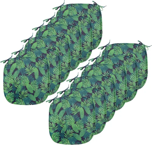 Vista 176 de Lunarable Juego de 4 cojines de asiento para silla, diseño de pétalos de flores de iris florecientes, arte de forma desgastada, acolchado de asiento