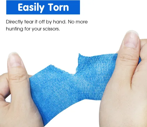 Vista 3 de Vendaje cohesivo autoadherente de 2 x 5 yardas, vendajes de primeros auxilios, cinta deportiva deportiva veterinaria para esguince de tobillo e Multi