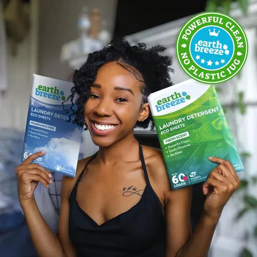 Vista 7 de Earth Breeze Hojas de detergente para ropa, sin fragancia, sin jarra de plástico (60 cargas), 30 hojas, tecnología sin líquidos