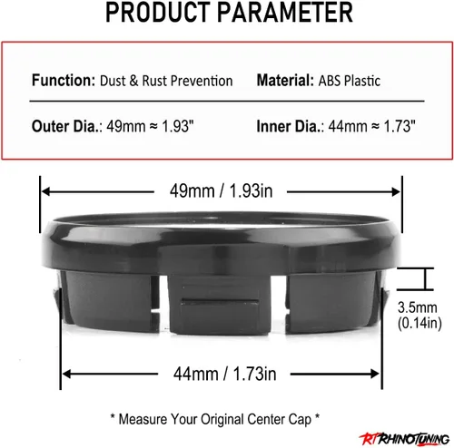Vista 2 de 4 unidades de tapacubos centrales de 49 mm Compatibles con BRZ Scion FR-S 86 GR86 Tapa de rueda de 49 mm para SU003-00797 28111CA010 28821CA010 Negro