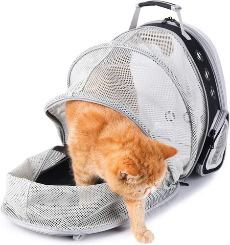 Vista 8 de Lollimeow Mochila transportadora para gatos, mochila expandible de burbujas para gatos y perros pequeños, mochila de viaje aprobada por aerolíneas