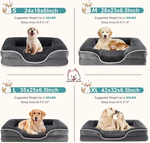 Vista 6 de [Usado] DUMOS Cama ortopédica para perros de 42 x 32 pulgadas para uso en interiores, sofá cama XL 2-Gris