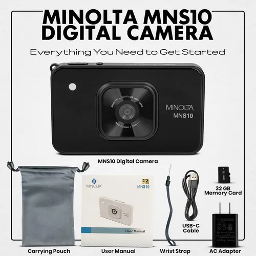 Vista 8 de Minolta Cámara digital de 48MP - Video HD Ultra Slim 4K, pantalla LCD IPS de 2.9”, lente de enfoque automático con estabilización digital de imagen