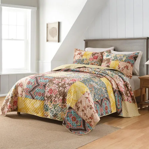 Vista 13 de Autumn Dream - Juego de colchas de algodón, juego de cubrecama reversible, conjunto de cubrecamas, edredón de confort, estampado floral vintage