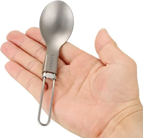 Vista 6 de LIXADA Cafetera de prensa francesa de titanio, 25.4 fl oz, resistente a la corrosión, mango plegable, olla de cocina para acampar al aire libre