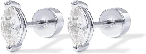 Vista 3 de PAVOI 14K Gold Plated Solid 925 Sterling Silver Post Cubic Zirconia Flat Back Earrings for Women Cartilage Earring Helix Piercing Jewelry Small