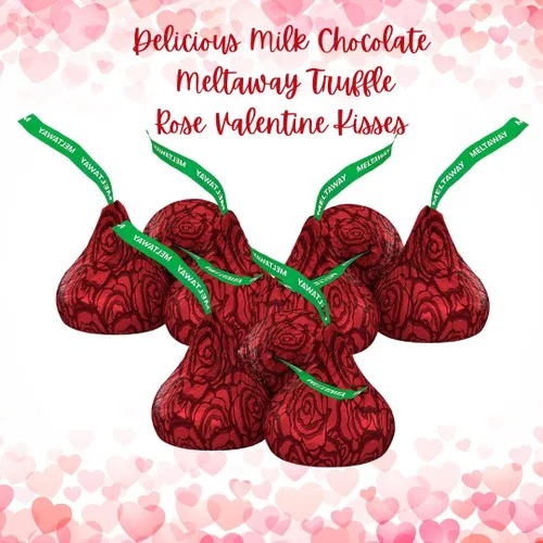 Vista 2 de Hershey's - Besos de chocolate con leche y rosa roja Meltaway, chocolate con leche con centro de trufa de chocolate, a granel. 4.16 libras) Envuelto