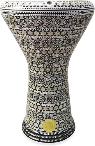 Vista 9 de Gawharet El Fan Classic - Percusión de tambor Darbuka de 17 pulgadas con nácar (Mizar negro)