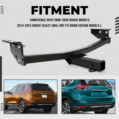 Vista 2 de KUAFU Clase 3 Encajador de Remolque de 2 Pulgadas Compatible con Modelos Nissan Rogue 2008-2020 y Nissan Rogue Select 2014-2015