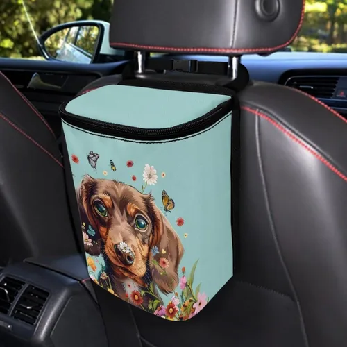 Vista 22 de Talayituse Cubo de basura portátil con estampado de camuflaje de bandera estadounidense, accesorios interiores de vehículos multifuncionales