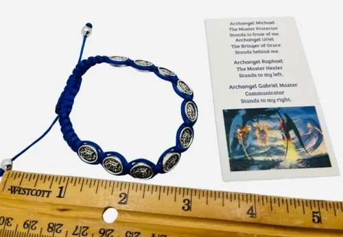 Vista 2 de Westmon Works St Michael Bracelet Blue Paracord and Metal Charms with Prayer Card Archangel Saint Gift Set