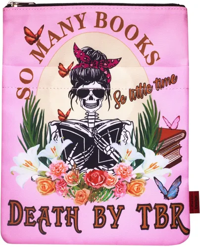 LParkin So Many Books So Little Time Death by TBR - Funda para libros para lectores, funda de libro de tapa blanda con cremallera