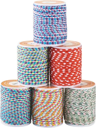 Vista 14 de Beadthoven - Cuerda trenzada de 0.069 pulgadas, 25.8 yardas de colores, cuerda metálica para anudar china, cuerda de macramé, cuerda de arcoíris