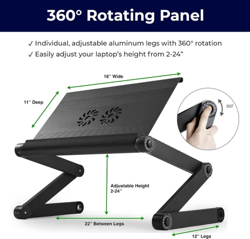 Vista 6 de Soporte para computadora portátil WorkEZ Executive, multifunción, ergonómico, soporte para computadora para la cama y el sillón, plegable, de altura
