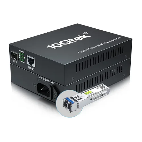 Vista 14 de 10Gtek Convertidor de medios Gigabit Ethernet con módulo 1000Base-SX incluido, MMF Dual LC Fibra a Ethernet RJ45 Convertidor para 10/100/1000Base-Tx