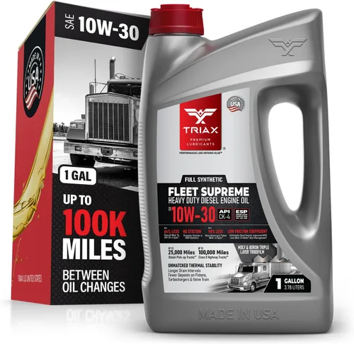Triax Fleet Supreme ESP 10W-30 Ultimate Full Synthetic, modificado por fricción, API CK-4, aceite de motor diésel resistente con Moly, rendimiento
