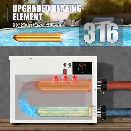 Vista 5 de Calentador de piscina de 11KW 220V-240V para piscinas sobre el suelo, jacuzzis y spas