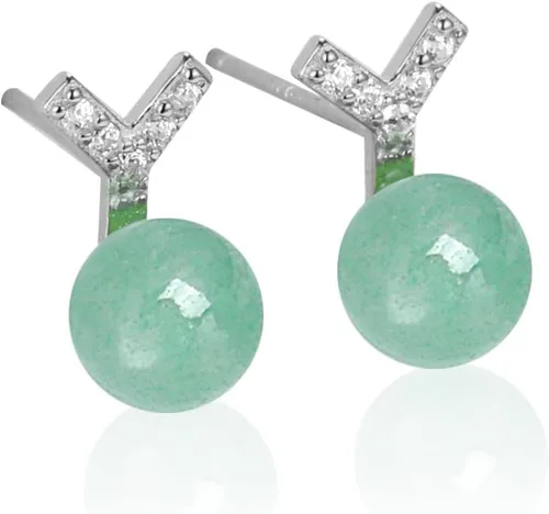 Vista 41 de Jade Earrings Studs,Green Jade Earrings for Women,925 Sterling Silver Earrings Studs for Sensitive Ears,Handmade Jade Earrings for Birthday