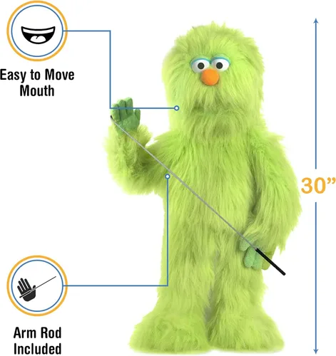 Vista 3 de Marioneta de monstruo verde de 30 pulgadas, marioneta estilo ventrílocuo de cuerpo completo