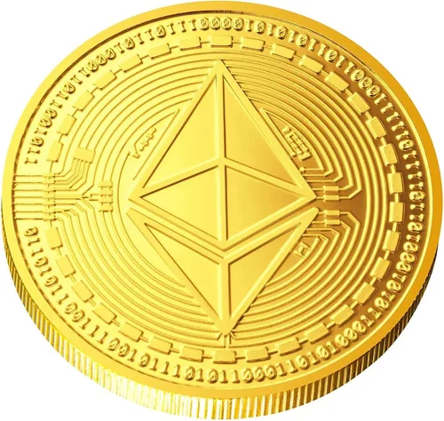 1 moneda Ethereum, moneda conmemorativa Ethereum chapada en oro de 24 quilates, criptomoneda ETH de 0.118 in, moneda coleccionable con funda