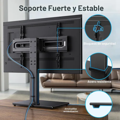 Vista 4 de PERLESMITH - Soporte giratorio universal para TV con soporte para televisores LCD OLED de pantalla plana/curva de 37 a 80 pulgadas - Soporte/base