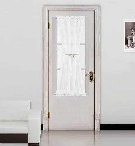 Vista 13 de VOGOL Cortinas de puerta con patrón de pájaros, cortina francesa semitransparente con bolsillo superior e inferior para barra con alzapaños, 25