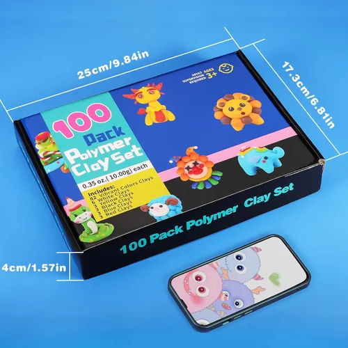 Vista 6 de CiaraQ Kit de arcilla polimérica, mini juego de arcilla para modelar para niños/principiantes/artistas, 100