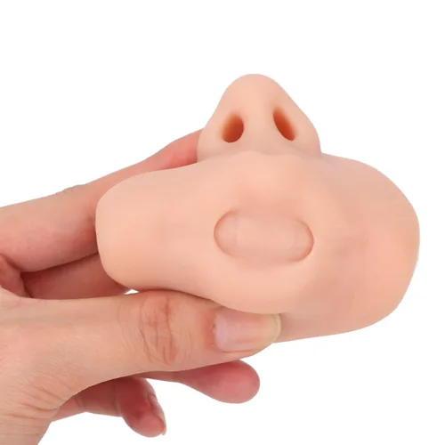 Vista 6 de Modelo de nariz de silicona, modelo de perforación de labios de silicona suave, piel de práctica, nariz falsa realista, modelo de cara perforadora