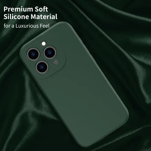 Vista 3 de bicol Funda para iPhone 15 Pro Max con protector de pantalla, protección mejorada del lente de la cámara, funda protectora de silicona líquida suave