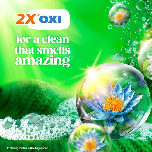 Vista 4 de Gain flings Ultra Oxi Cápsulas de Detergente para Ropa, 60 Unidades, Aroma Waterfall Delight, 3 en 1, Compatible con HE