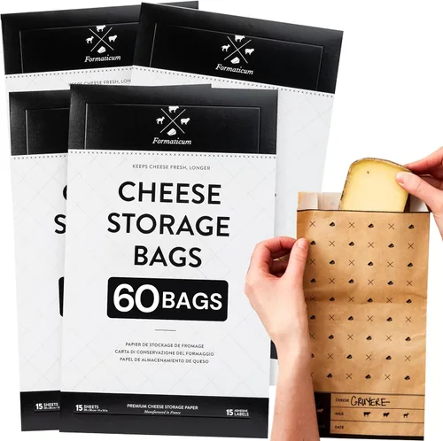 Vista 12 de Formaticum - Juego de 10 bolsas reutilizables para almacenamiento de queso Tamaño 5" x 11" Bolsa de almacenamiento de queso de grado profesional