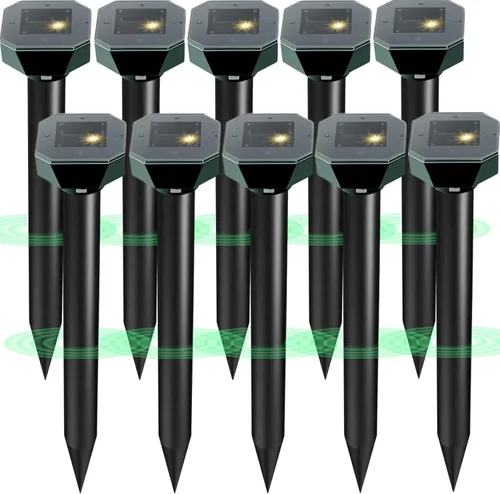 Vista 7 de Snake & Mole & Rabbit & Skunk Repellent Solar Powered, Upgraded Ultrasonic Deterrent, IP65 Waterproof, Gopher Groundhog Chipmunk Raccoon and Vole