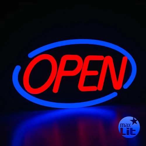 Vista 7 de Letrero de neón LED ultra brillante de 21 x 10 pulgadas, texto en inglés Open, con control remoto