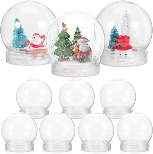 Vista 3 de Globos de nieve para bricolaje, 10 unidades, globo de plástico transparente con tapa de rosca, tarro de globo para manualidades, decoración