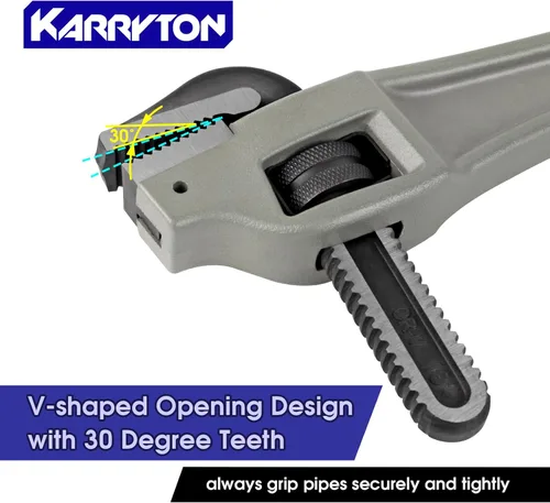 Vista 4 de Llave para tubos de aluminio con desplazamiento de 18 pulgadas, capacidad de mandíbula ajustable de 3.5"/89mm, llave de plomería resistente