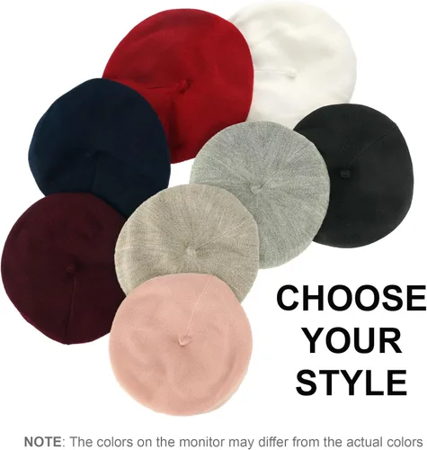 Vista 6 de Braxton - Gorro de boina de lana Boinas de punto angora de ganchillo con forro cálido Sombrero francés de París para mujer