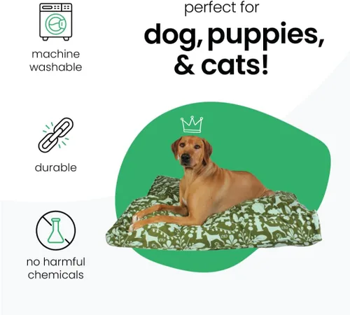 Vista 3 de Molly Mutt Pequeña Funda para Cama de Perro, Amarillo por la Mañana, Verde Oliva y Azul Claro